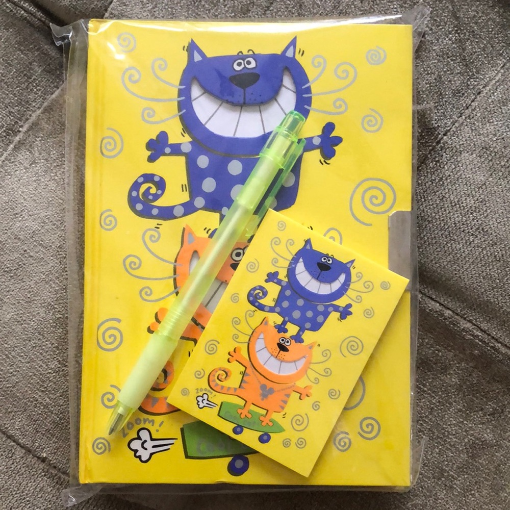 😻Cool Cat diary/pad//pen set - Never used